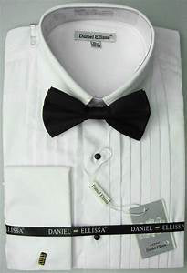 Men’s Wider Pleated Tuxedo French Cuff Shirt w/Bow Tie