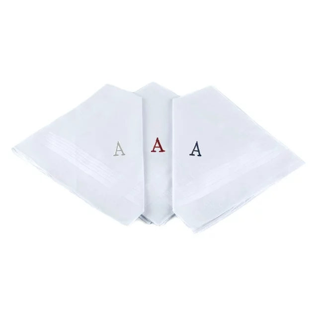 Men’s Initial 100% Cotton White Hanky - 1pc