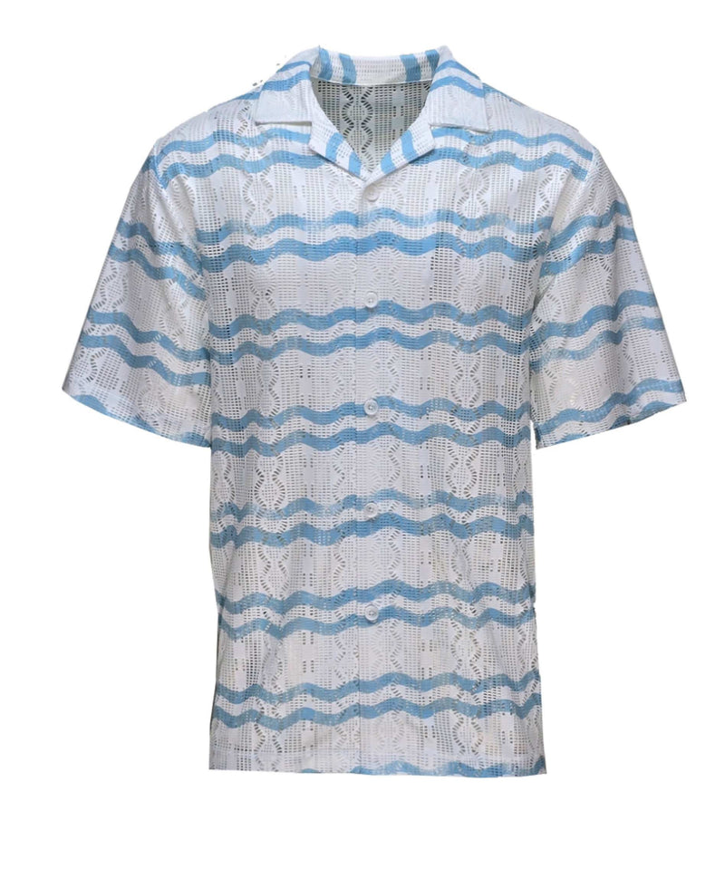 Men’s S/S Crochet Casual Button Down Shirt