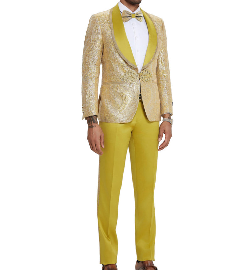 Men’s 3pc Paisley Shawl Collar Suit