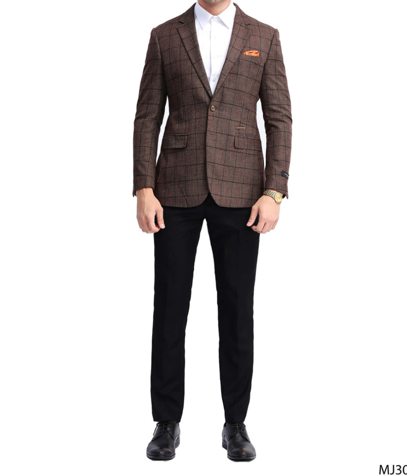 Men’s Slim Fit Checker Plaid Blazer