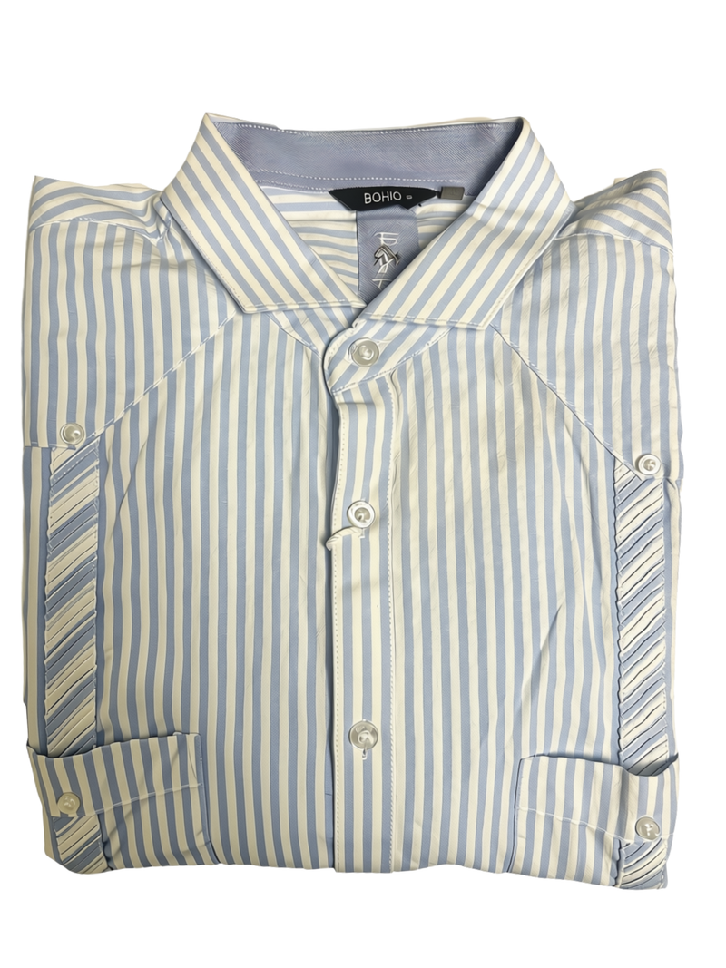 Men’s Stripe Linen Blend S/S Guayabera