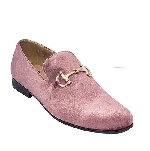 Men’s Suede Slip On Dress Loafter with Gold Buckle