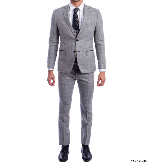 Men’s 3pc Plaid Suit w/Pocket Trim by Sean Alexander