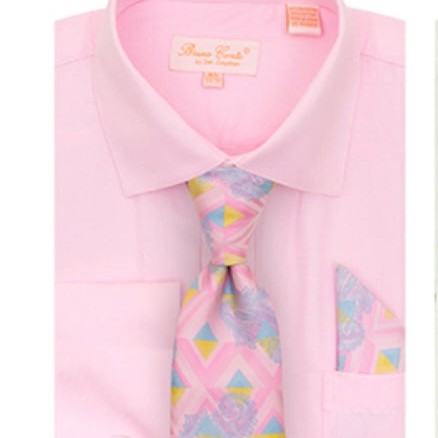 Men’s Solid Jacquard Shirt w/Tie & Hanky