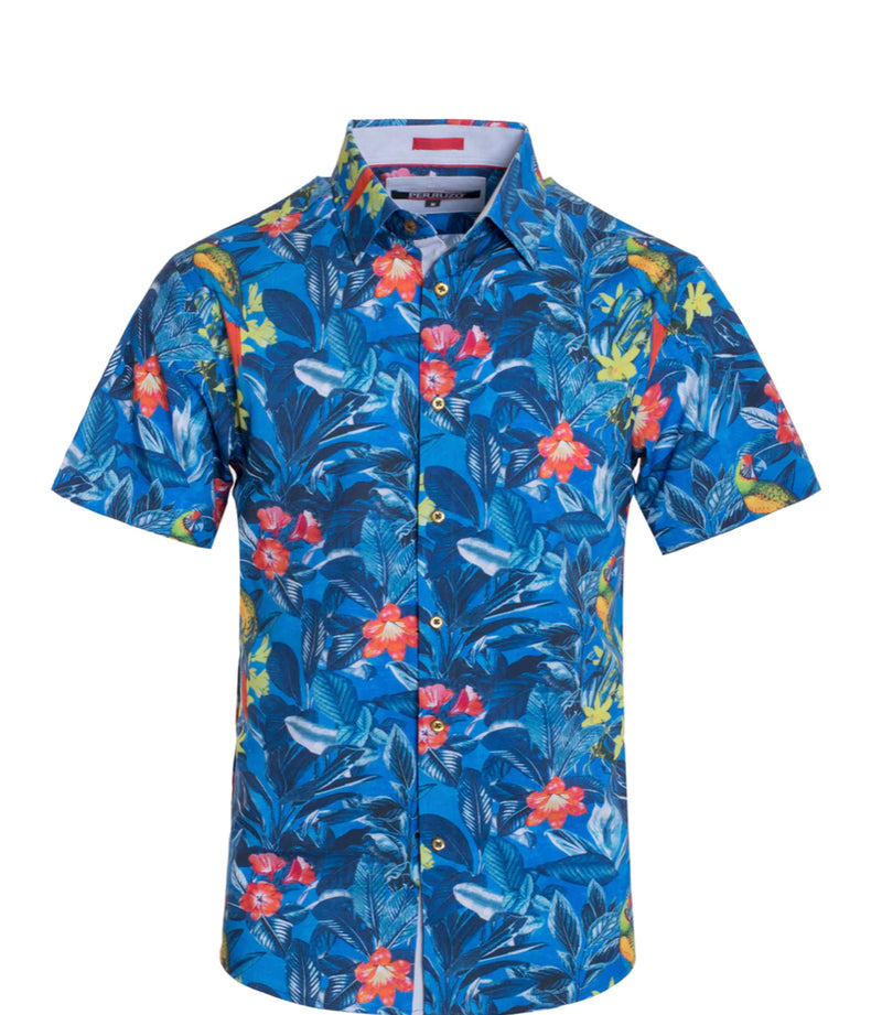 Men’s S/S Floral Stretch Shirt by Perruzo