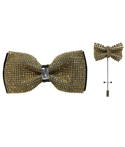 Men’s Fancy Deluxe Rhinestone Bow Tie w/Lapel Pin