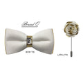 Men's Gold 2 Tone Velvet Bow Tie & Pin Lapel