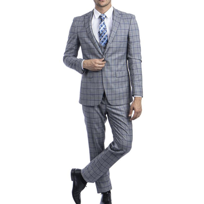 Men’s 3pc Ultra Slim Glen Plaid Suit