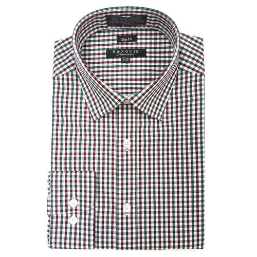 Men’s Slim Fit Dress Shirt w/Small Plaid