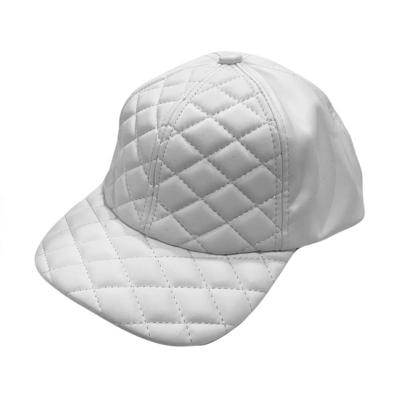 Quilted Faux Leather Baseball Hat