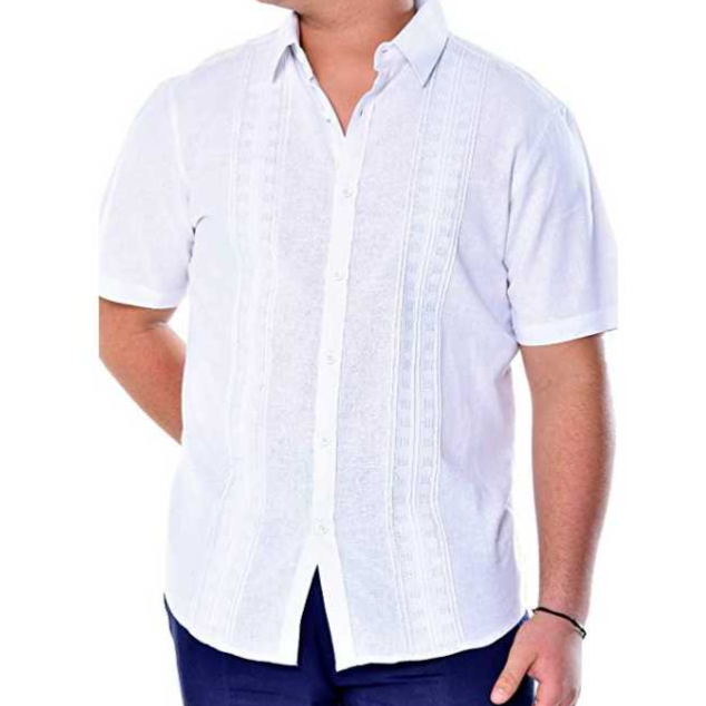 Men's Linen Pintuck w/ Embroidery S/S Shirt