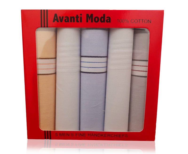 Men’s 5pk Fine Hanky Gift Box by Avanti Moda