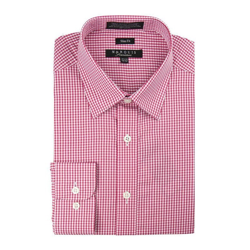 Men’s Small Plaid Slim Fit Dress Shirt