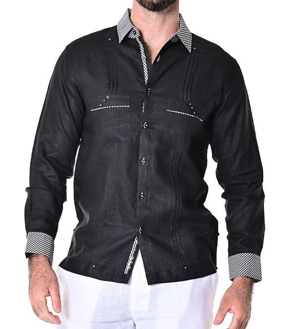 Men’s Linen L/S Fancy Guayabera