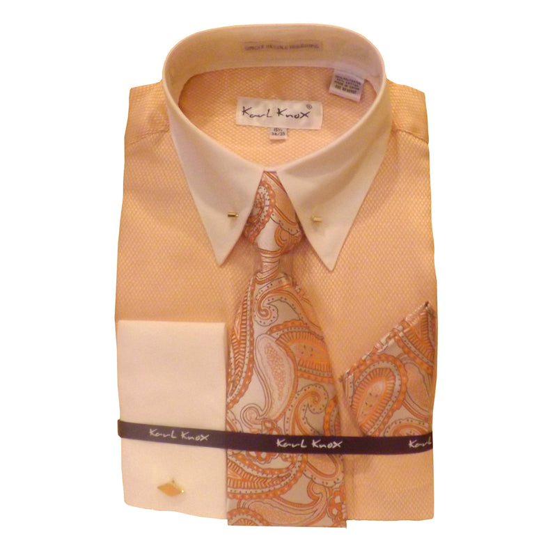 Men's Shirt/Tie/Hanky Set w/Cufflinks & Collar Bar -DF